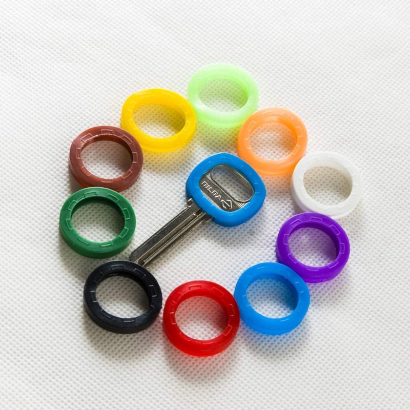 Oubaka 10 Pack Silicone Key Cap Tags,Plastic Key Identifier Rings,Key ID Rings,1 Pcs Each Color,10 Colors in Total - Image 2